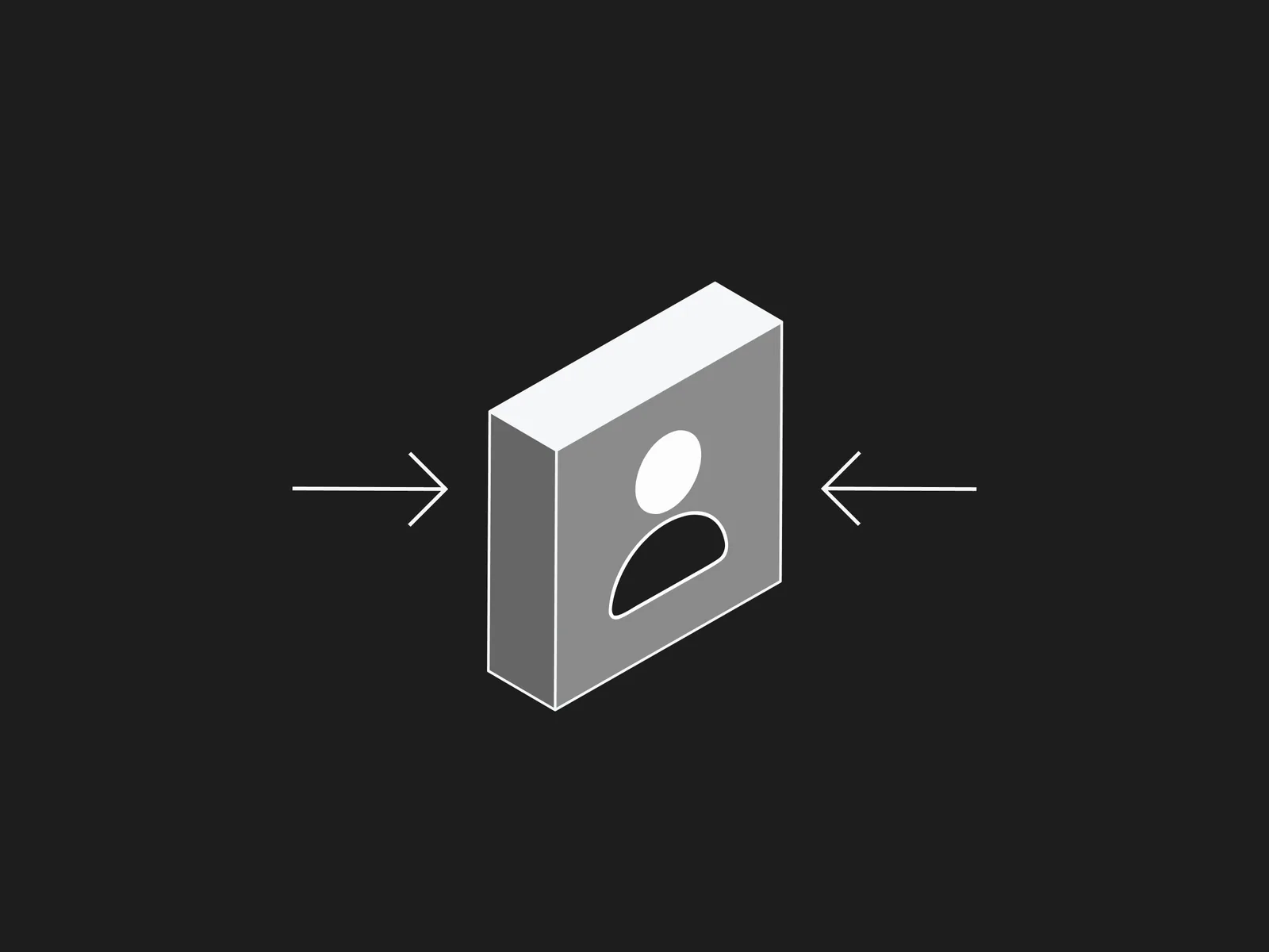A gray tile with a person icon and arrows pointing inward from both sides