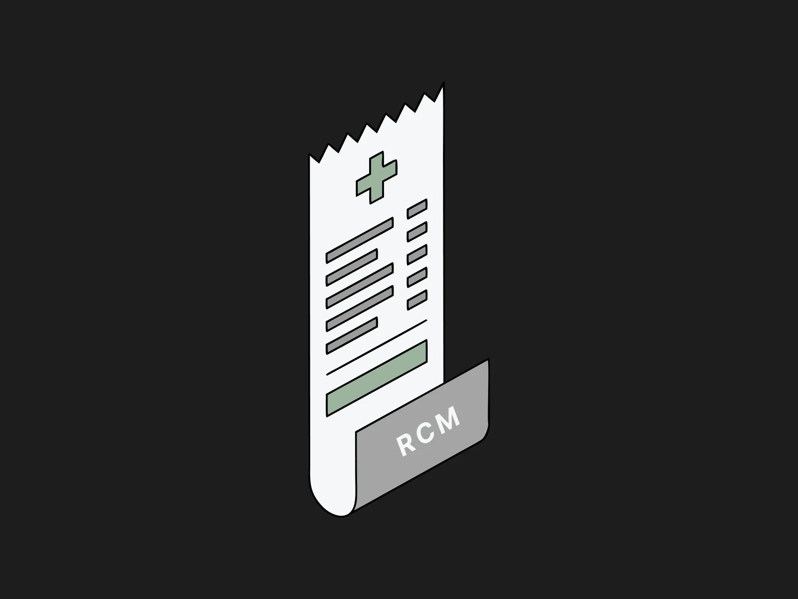 A jagged-edged receipt with a health cross and an RCM banner at the bottom