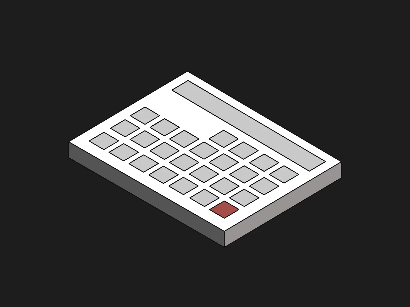 Isometric calculator with one key highlighted in red