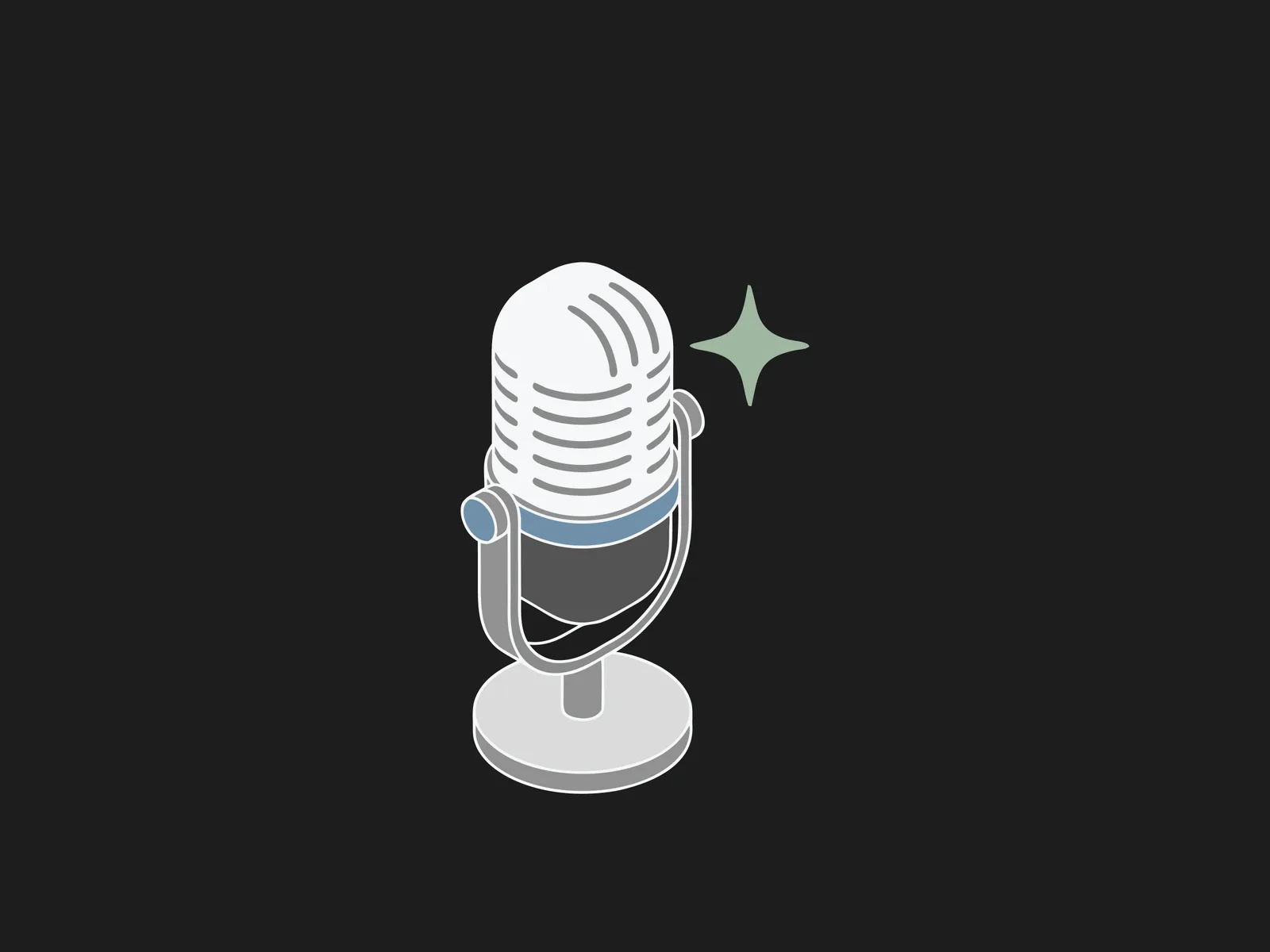 A studio microphone with a sparkle icon beside it