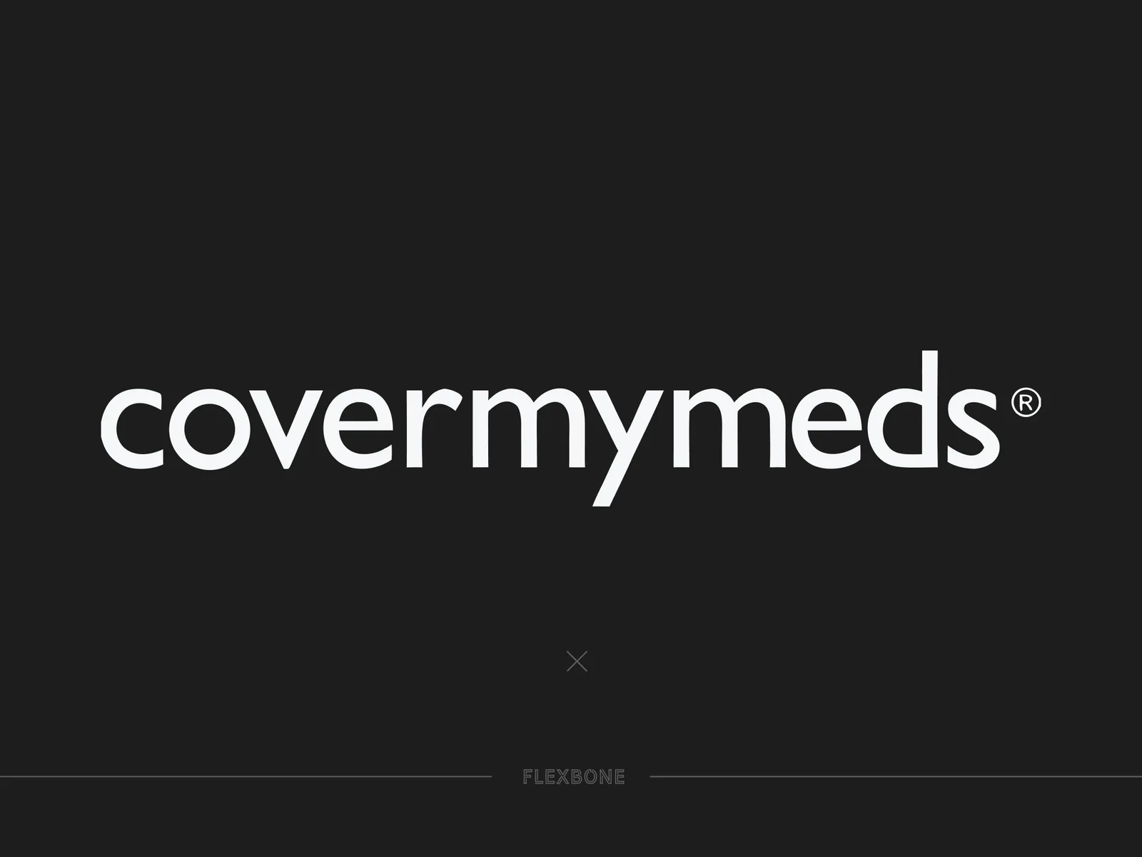 CoverMyMeds wordmark logo in white on a dark background