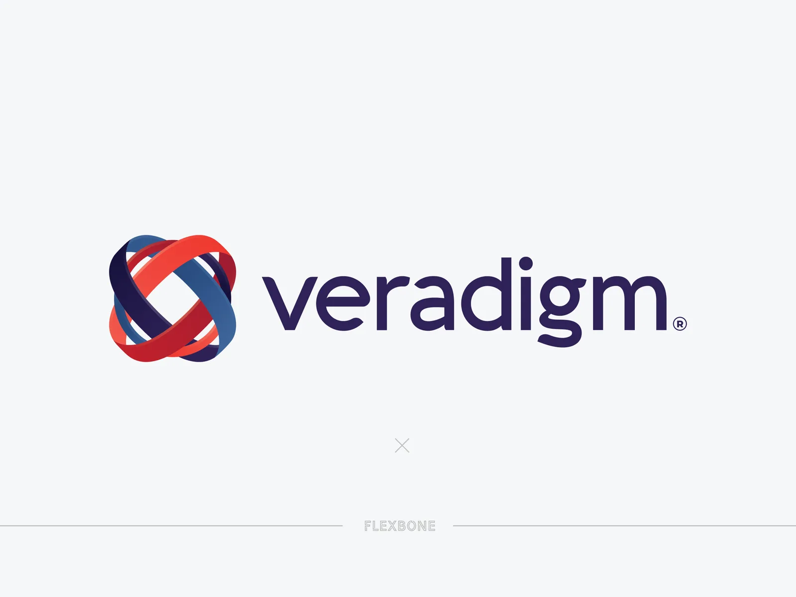 Veradigm logo, an interlocking red and blue ribbon mark beside the wordmark