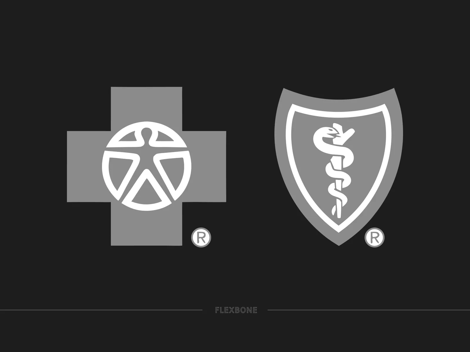 Blue Cross Blue Shield cross and shield logos side by side in gray