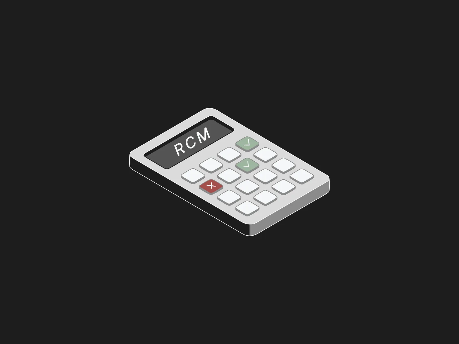 Calculator with RCM on its display and two keys marked with checkmarks